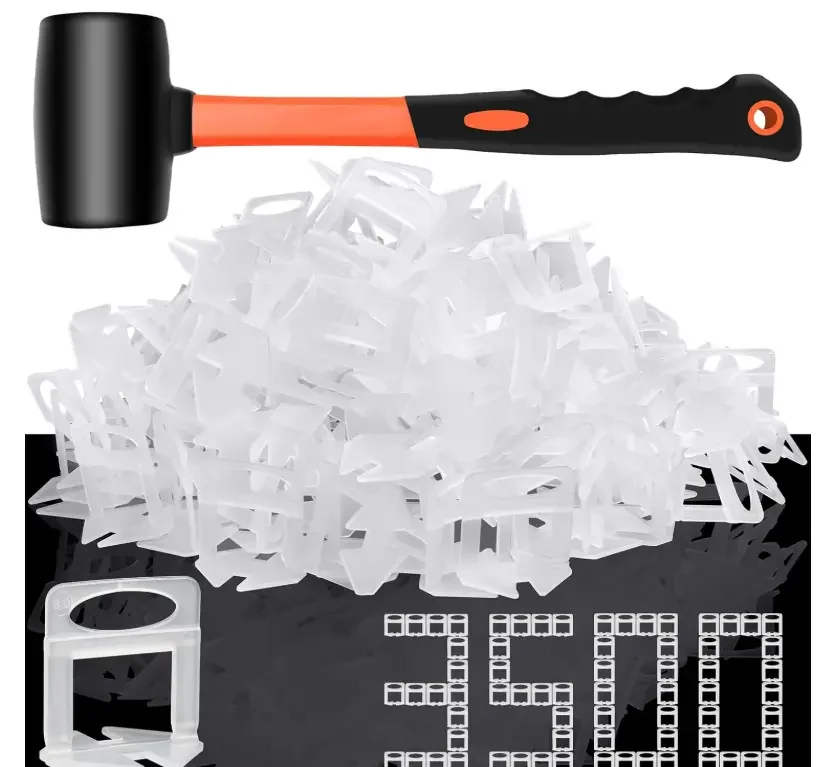DGSL Tile Leveling System with Rubber Mallet 3500 Pcs Tile Spacers Clips Tile Tools, Tile Installation Tools for Professional Ceramic Tile and Stone Installation, 1/8" Tile Spacers, TLS05